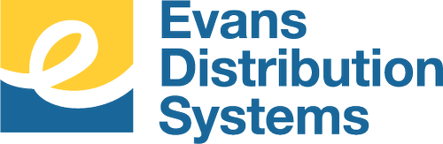 A logo for Evans Distribution Systems, a 3pl warehouse in Detroit MI